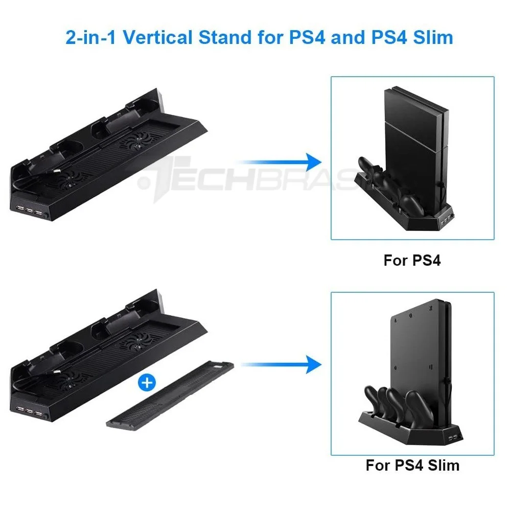 Base Suporte Cooler Carregador 3 Usb Playstation 4 Slim Fat Base Suporte Cooler Carregador 3 Usb Playstation 4 Slim Fat