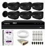 Kit 6 Câmeras Tudo Forte Bullet TF 2020 B Black Full HD 1080p Lente 2.8mm Visão Noturna 20M IP66 + DVR Intelbras MHDX 1208 8 Canais + HD 1TB Purple