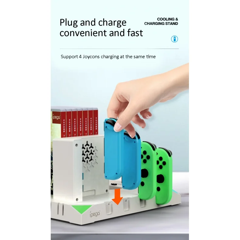 Base Ipega Multifuncional Para Nintendo Switch Carregador Suporte Cooler 2 Usb Branco