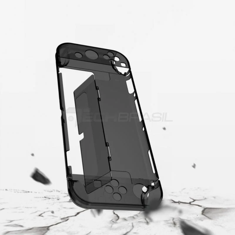 Capa Protetora Dock Flip Case Para Nintendo Switch OLED Crystal Preta