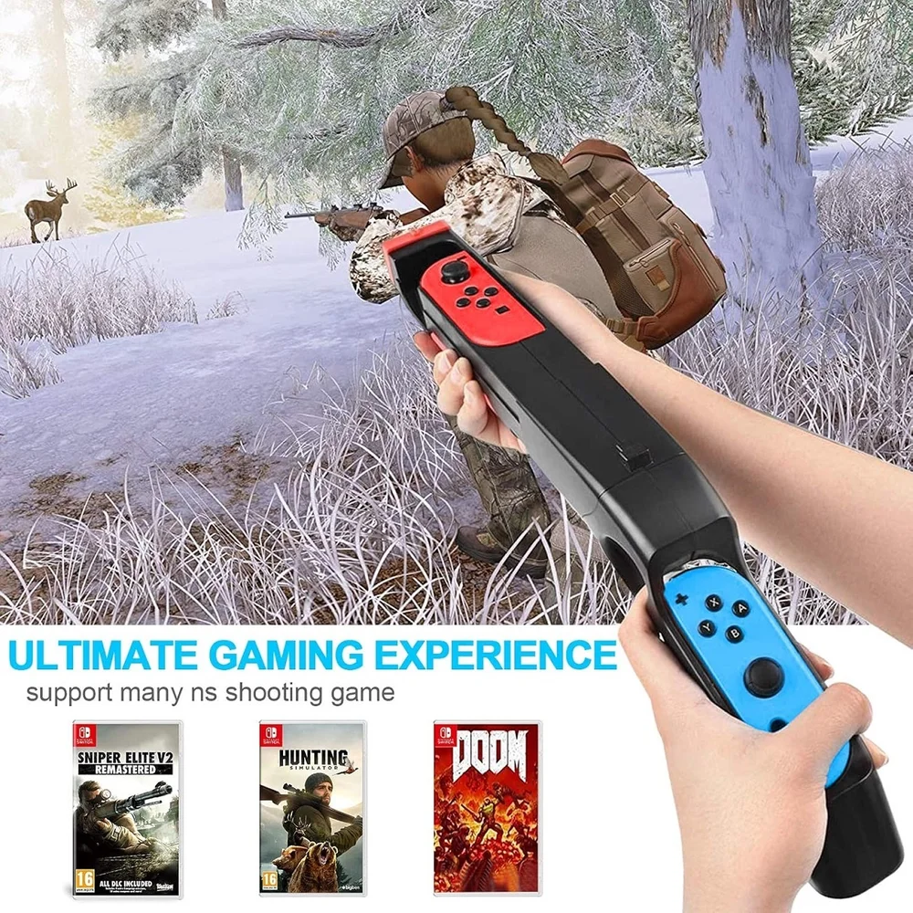 Grip Pistola Rifle Suporte Para Nintendo Switch Joy-con Preta Grip Pistola Rifle Suporte Para Nintendo Switch Joy-con Preta