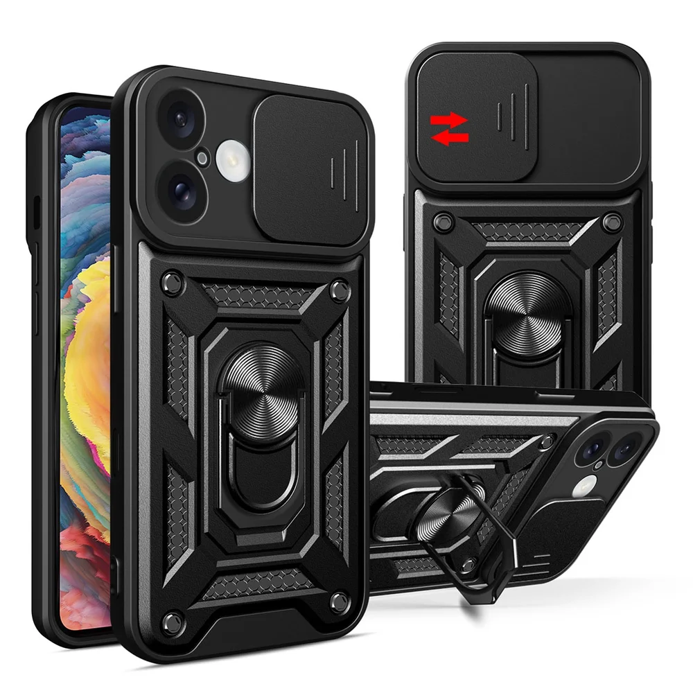 Capa Capinha Case Para Iphone 16 Normal - Protetora Resistente Anti Impacto Queda Armor Militar Cor:preto