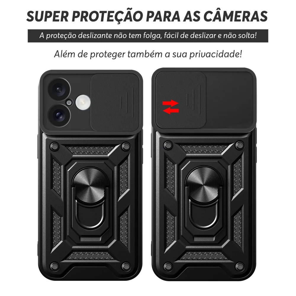 Capa Capinha Case Para Iphone 16 Normal - Protetora Resistente Anti Impacto Queda Armor Militar Cor:preto