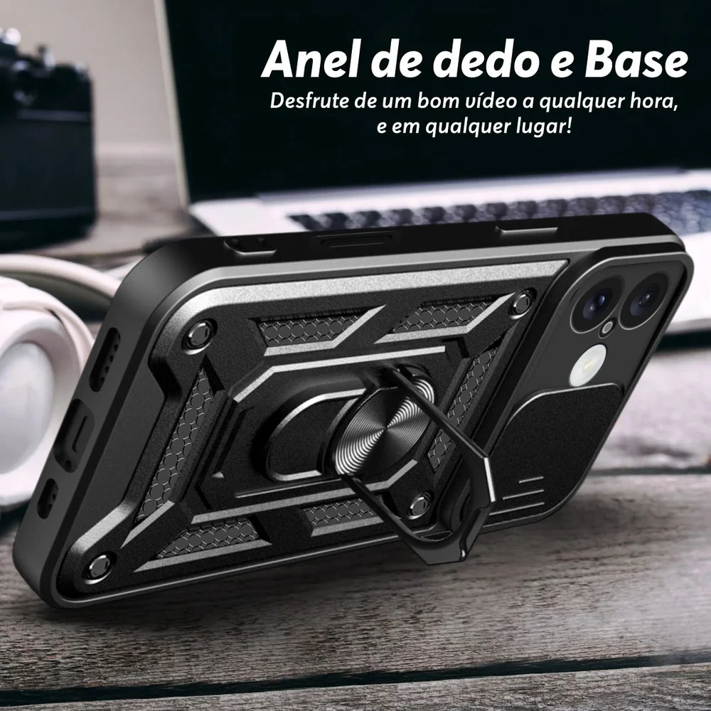 Capa Capinha Case Para Iphone 16 Normal - Protetora Resistente Anti Impacto Queda Armor Militar Cor:preto