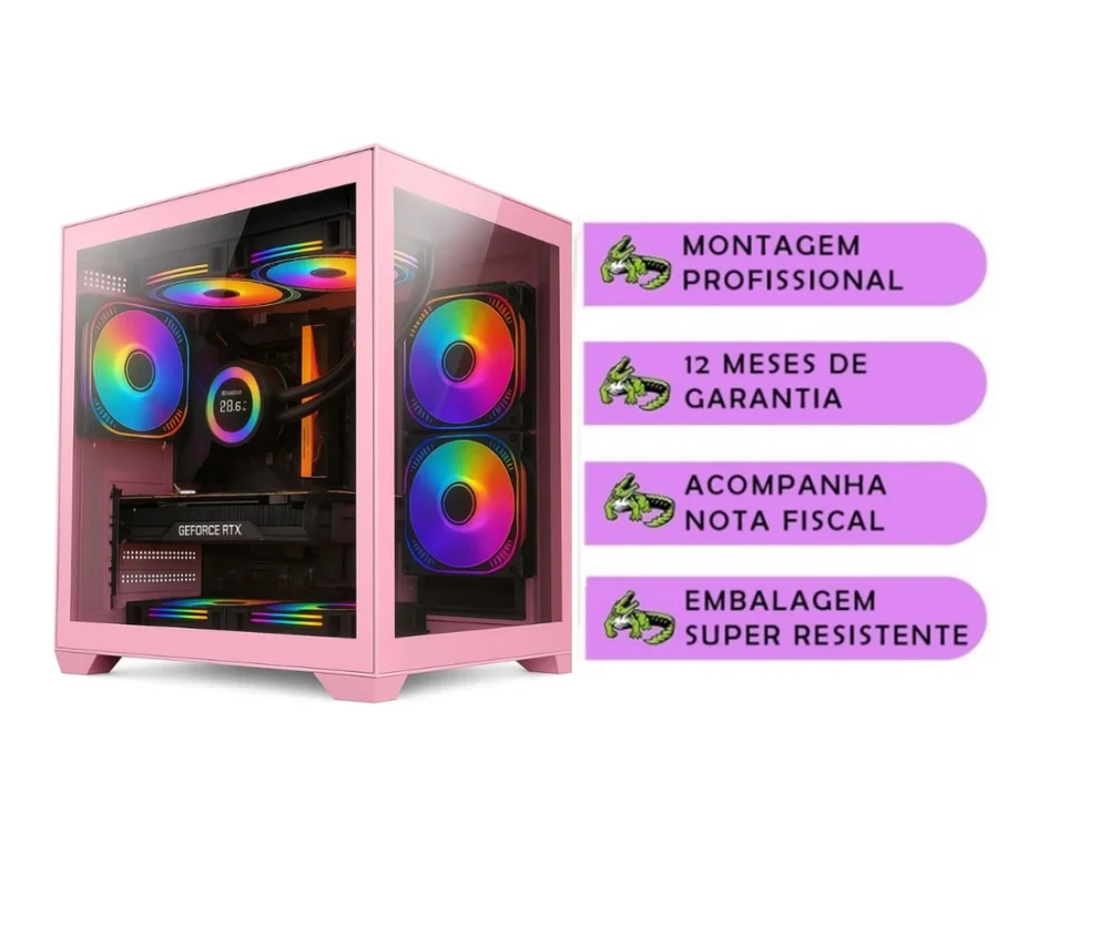 PC Gamer Rosa Pink Feminino Completo Intel Core I5 Memoria Ram 16gb SSD 240GB Monitor HDMI  Kit Gamer em Campinas - foto 2