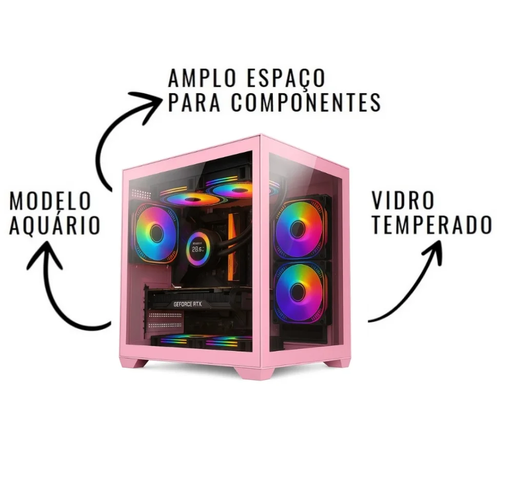 PC Gamer Rosa Pink Feminino Completo Intel Core I5 Memoria Ram 16gb SSD 240GB Monitor HDMI  Kit Gamer em Campinas - foto 3