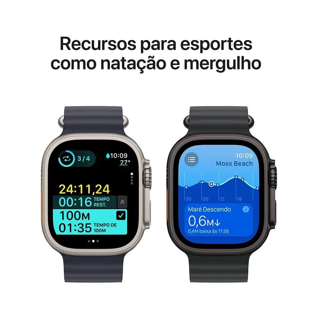 Apple Watch Ultra 2 Gps + Cellular • Caixa Natural De Titânio De 49 Mm • Pulseira Loop Trail Azul – P/m