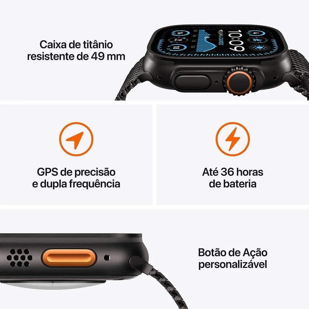 Apple Watch Ultra 2 Gps + Cellular • Caixa Natural De Titânio De 49 Mm • Pulseira Loop Trail Azul – P/m