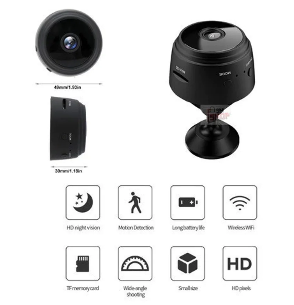 Mini Camera Sem Fio Visão Noturna Wifi Com Gravador De Voz