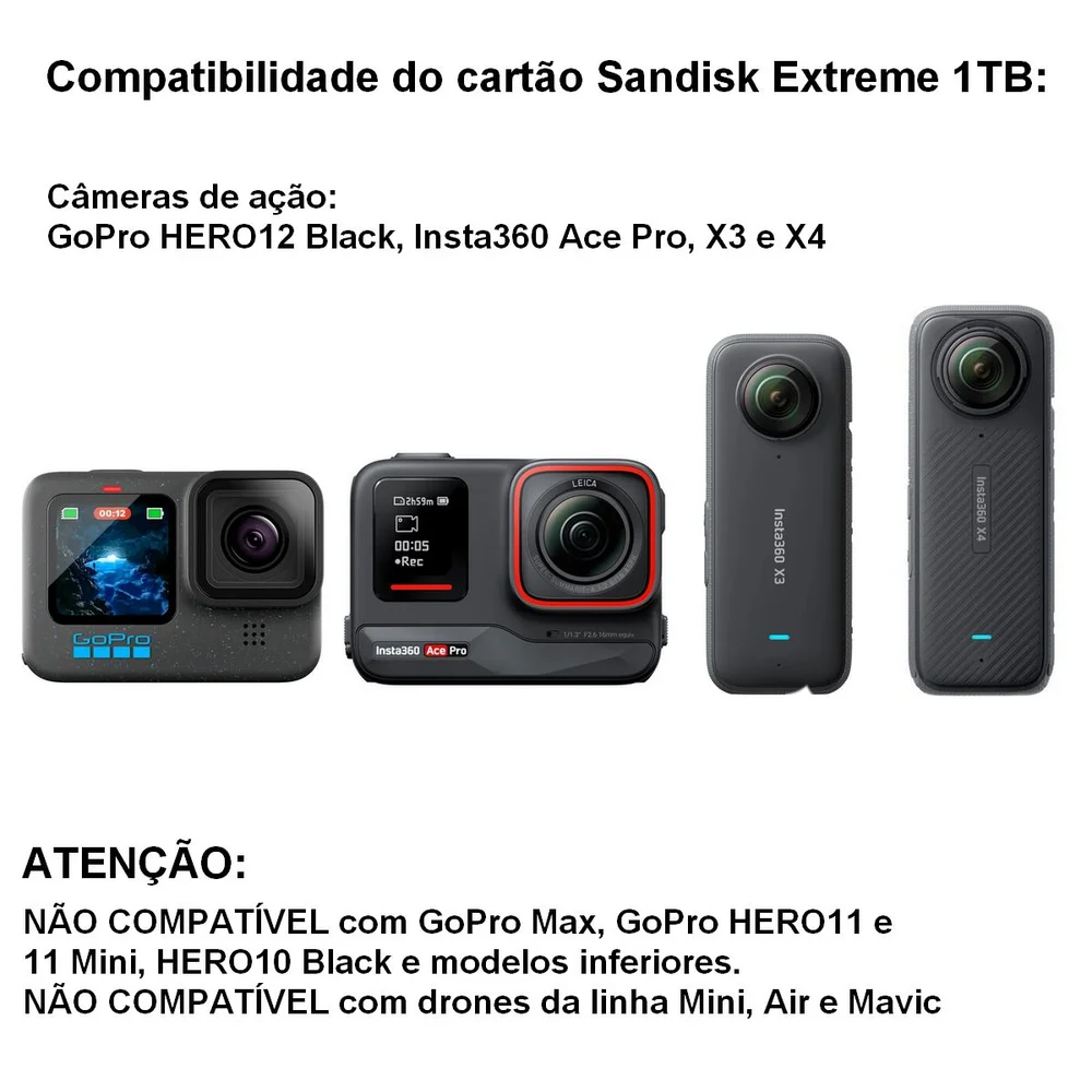 Cartão De Memória Sandisk Extreme Microsdxc 1TB 190-130mb