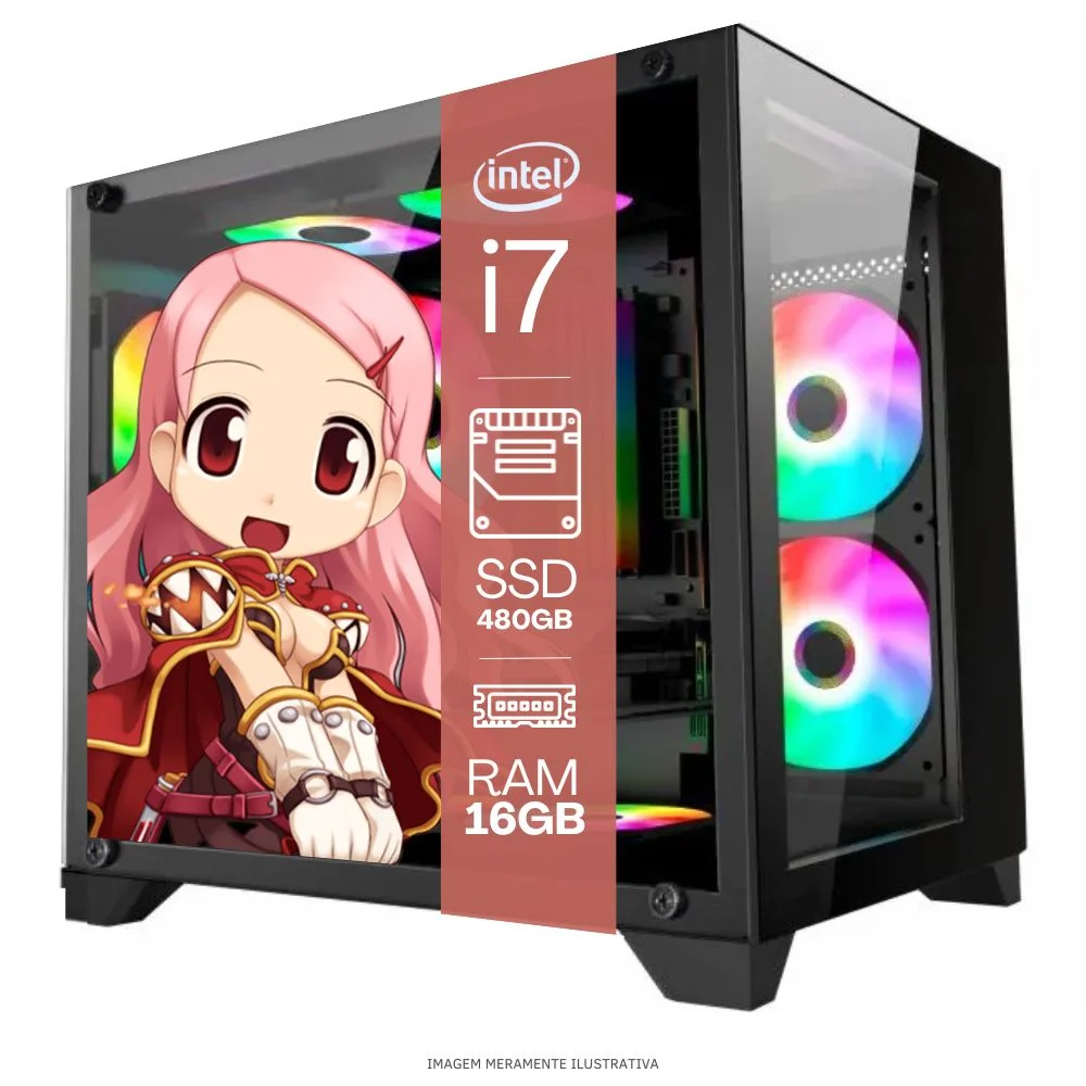 "Computador PC Gamer Completo Balão.info Intel Core I7 SSD 480GB 16gb Gabinete Aquário Teclado Mouse Mouse Pad E Headset Gamer Monitor 23"" WINDOWS 10 Pro Trial" - view 3