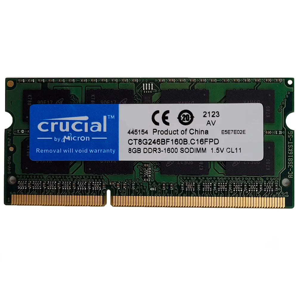 Memória Ddr3l 8GB 1600mhz Crucial P/ Notebook Ct102464bf160b Memória Ddr3l 8GB 1600mhz Crucial P/ Notebook Ct102464bf160b