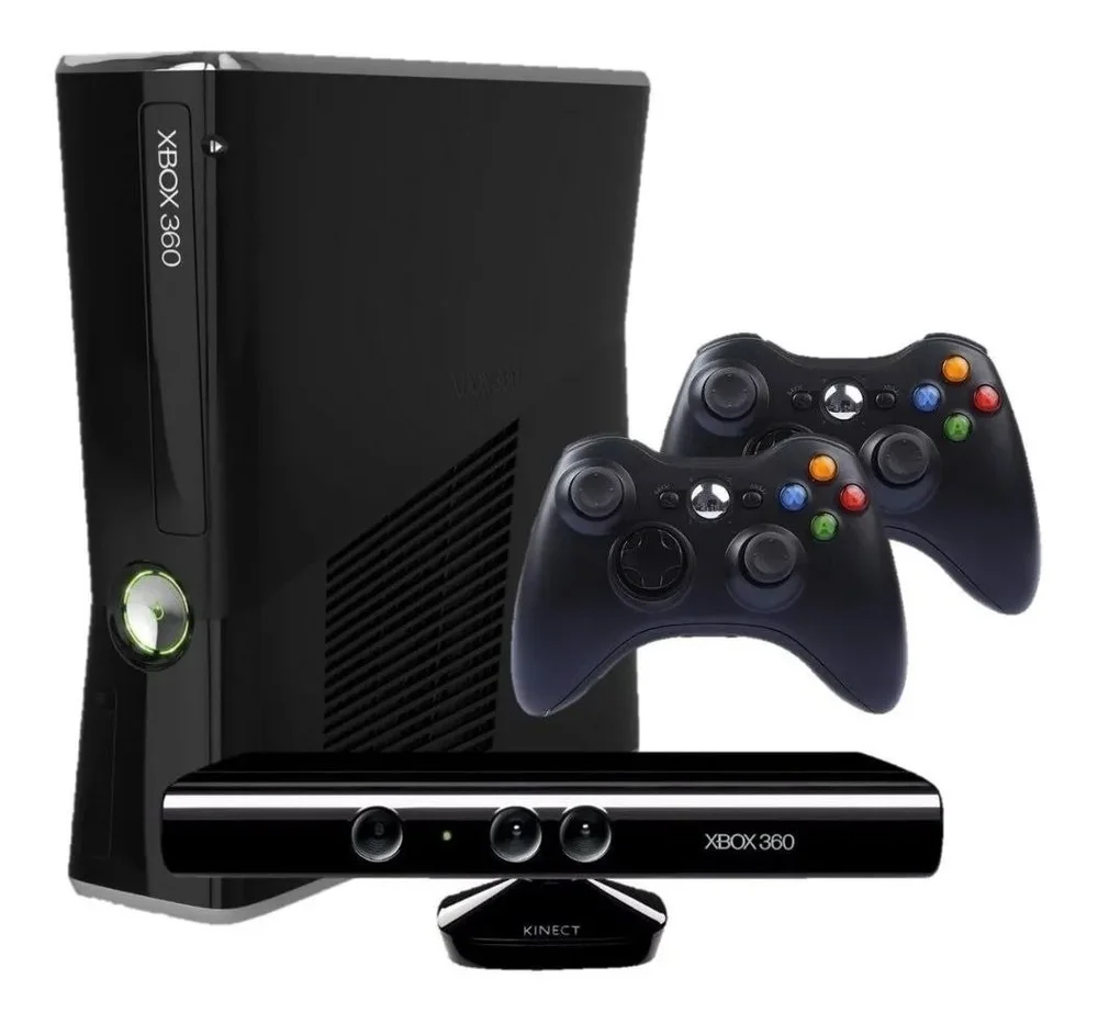 XBOX 360 Slim 250gb 2 Controles + Kinect E 3 Jogos Standard Preto XBOX 360 Slim 250gb 2 Controles + Kinect E 3 Jogos Standard Preto