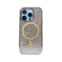 Capa Magsafe Galvanizada Com Diamante Compatível Iphone Cor:ouro;modelo:ip 15 Pro