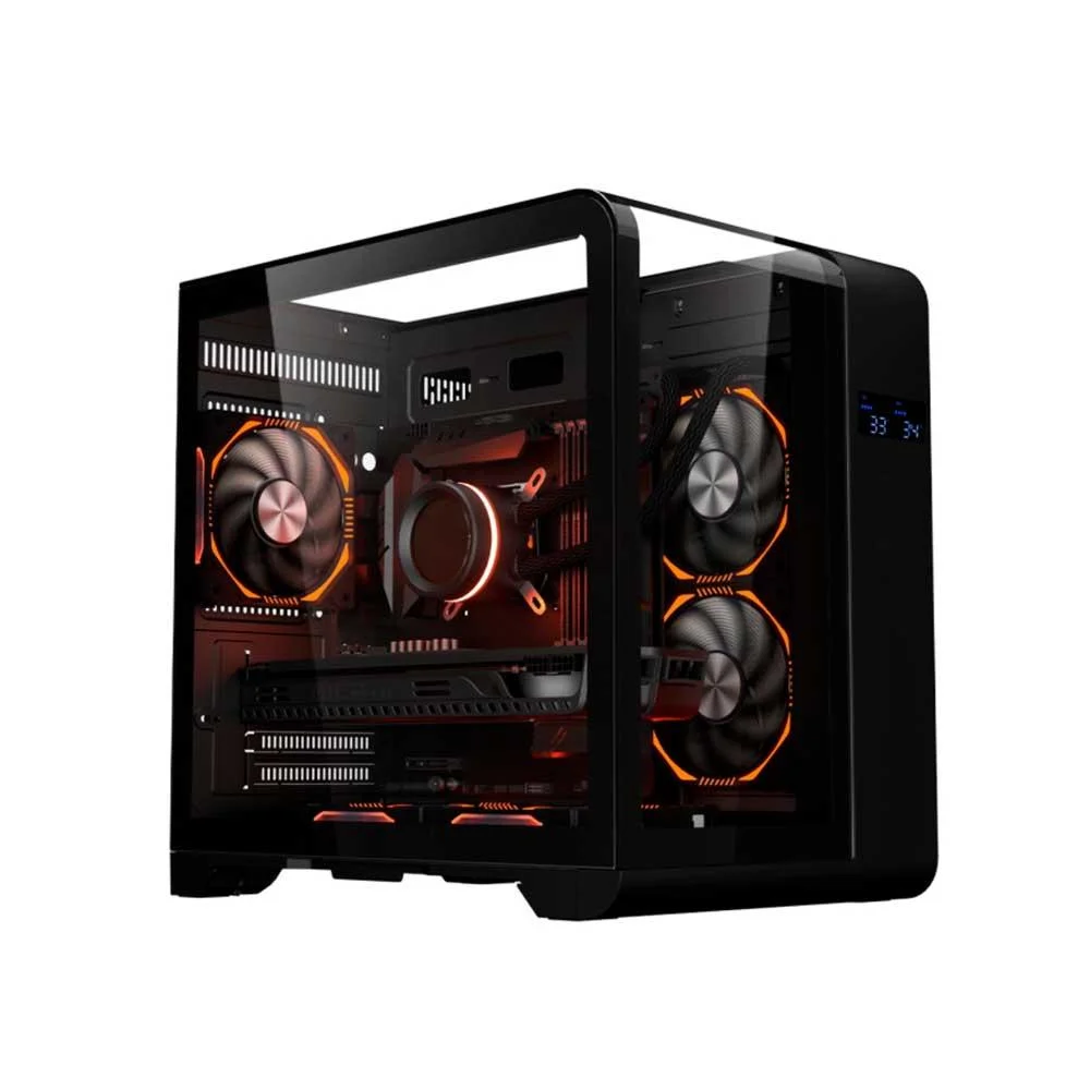 Gabinete Gamer K-mex Aquario Cg-48ki Cyberpunk Preto Com Topo De Vidro E Display Digital Gabinete Gamer K-mex Aquario Cg-48ki Cyberpunk Preto Com Topo De Vidro E Display Digital