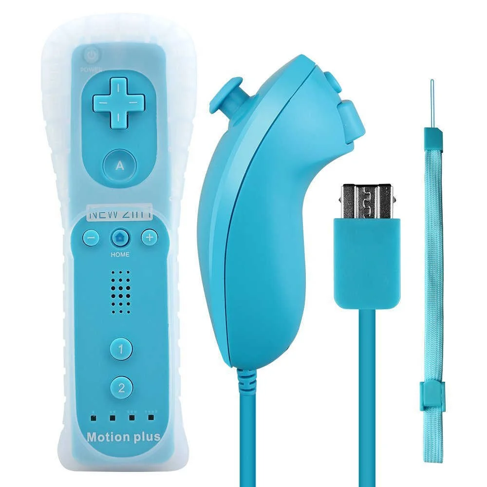 Controle Wii Remote Plus + Nunchuck Para Nintendo Wii E Nintendo Wii U Azul Controle Wii Remote Plus + Nunchuck Para Nintendo Wii E Nintendo Wii U Azul