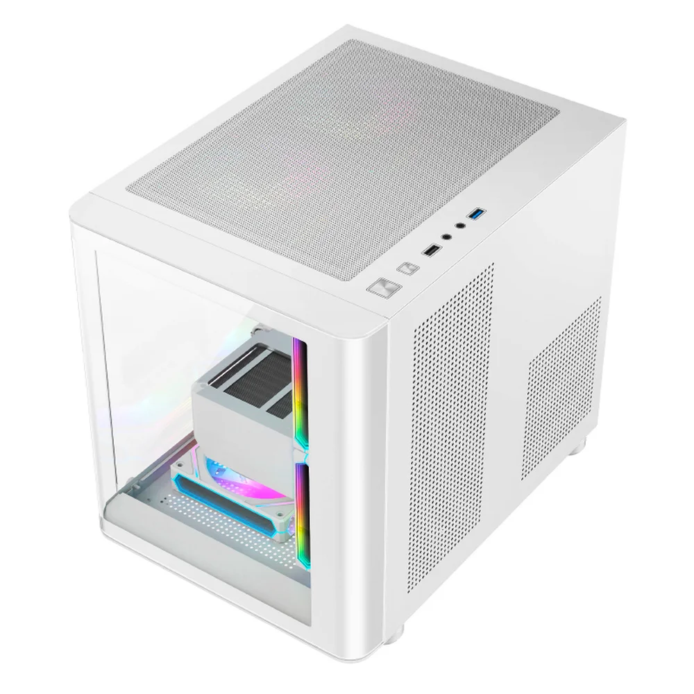 Gabinete Gamer Hayom Gb1799 Com 4 Fans RGB Com Vidro Branco