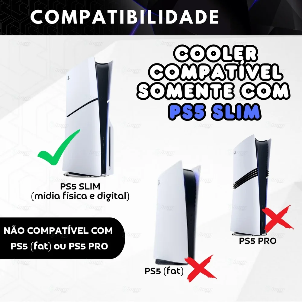 Cooler Fan Externo Usb Ventilador Para Resfriamento 3 Ventoinhas LED Compatível Com Ps5 Slim Cor:preto