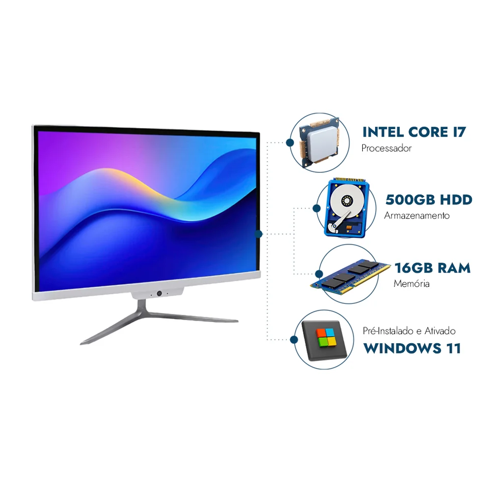 "Computador All In One 21,5"" Intel Core i7, 16gb Ram, Hd 500gb, Webcam, Wi-fi, Bluetooth" em Campinas - foto 2