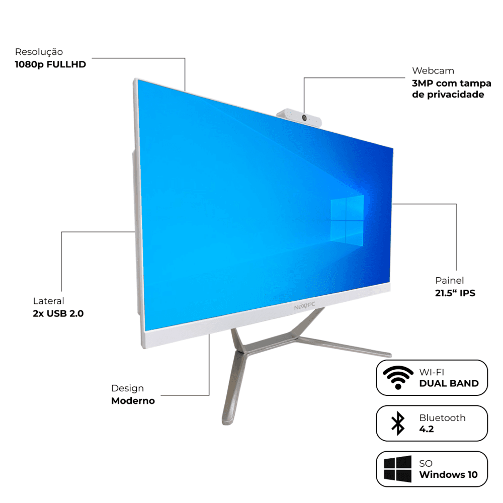 "Computador All In One 21,5"" Nextpc Intel Core I7, 16gb Ram, SSD 480GB, Webcam, Wi-fi, Bluetooth" em Campinas - foto 4