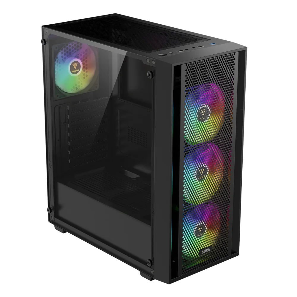 Gabinete Gamer Mid Tower 4 Fan ARGB Gamdias Aura Gc2 Elite ARGB Preto Gabinete Gamer Mid Tower 4 Fan ARGB Gamdias Aura Gc2 Elite ARGB Preto