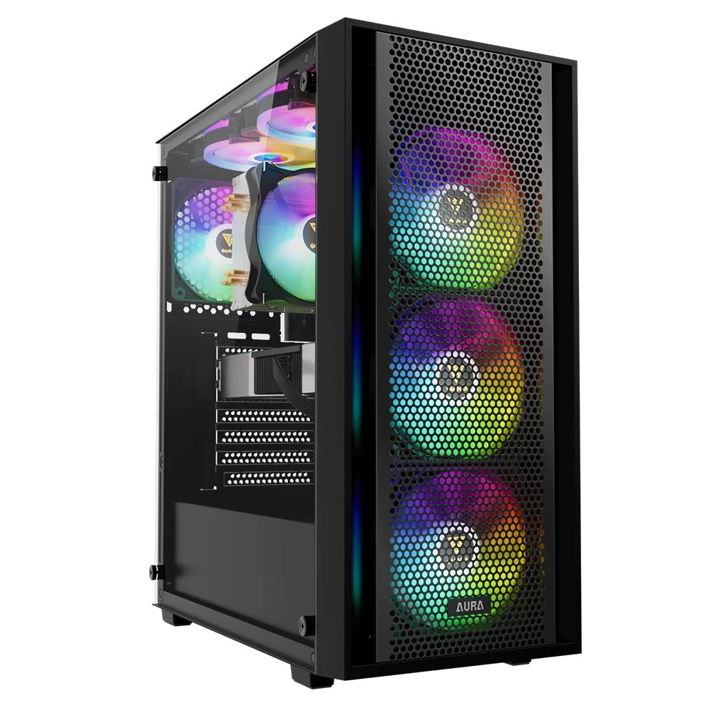 Gabinete Gamer Mid Tower 4 Fan ARGB Gamdias Aura Gc2 Elite ARGB Preto Gabinete Gamer Mid Tower 4 Fan ARGB Gamdias Aura Gc2 Elite ARGB Preto