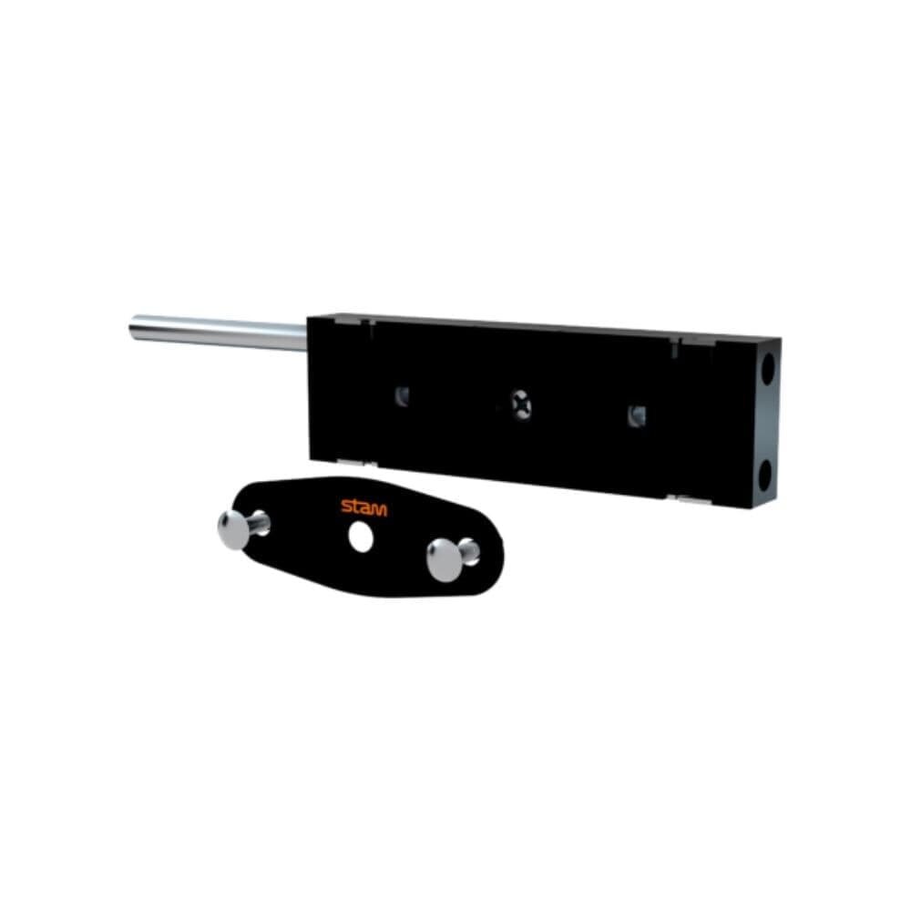 Fechadura Porta Enrolar De Aço Trava Lateral 1200 Tetra Chave Preto Fosco Stam