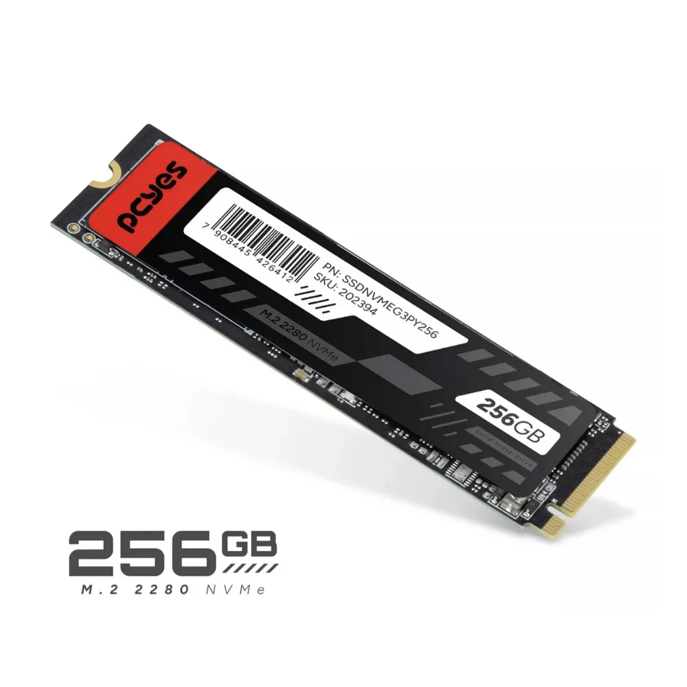 SSD PCyes M.2 2280 Nvme PCie 3.0x4 256gb - Leitura 2019mb Gravacao 1052mb/s - SSDNVMEg3py256 SSD PCyes M.2 2280 Nvme PCie 3.0x4 256gb - Leitura 2019mb Gravacao 1052mb/s - SSDNVMEg3py256