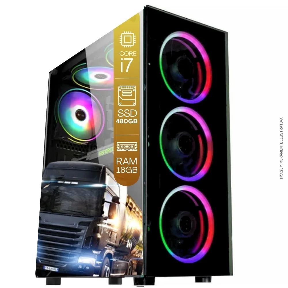 "Computador PC Gamer Completo Balão.info Intel Core I7, 16GB RAM, SSD 480GB, WINDOWS 10 Pro Trial +  Monitor 23""+ Teclado, Mouse, Mouse Pad E Headset Gamer Joystick" - view 3