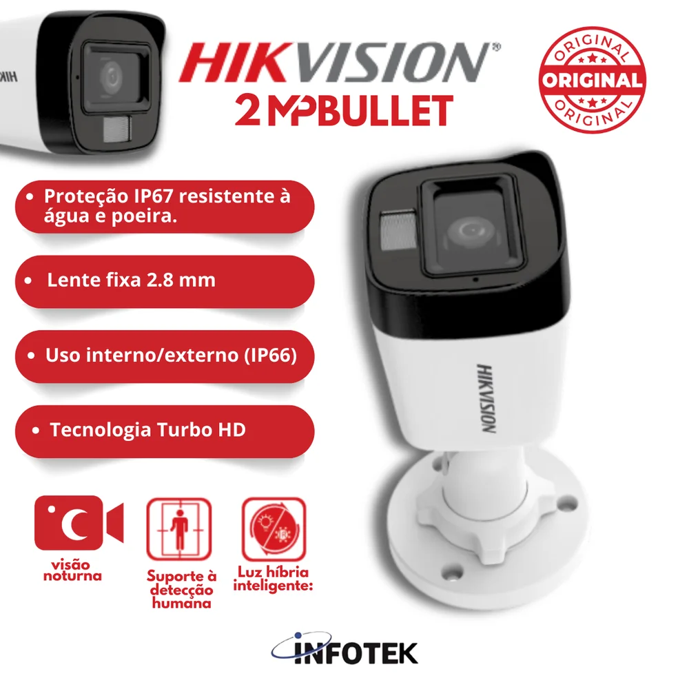 Câmera Hikvision Ip 2mp Bullet Smart Hybrid Light Ds-2cd1021g2-liu(2.8mm) - 311328046