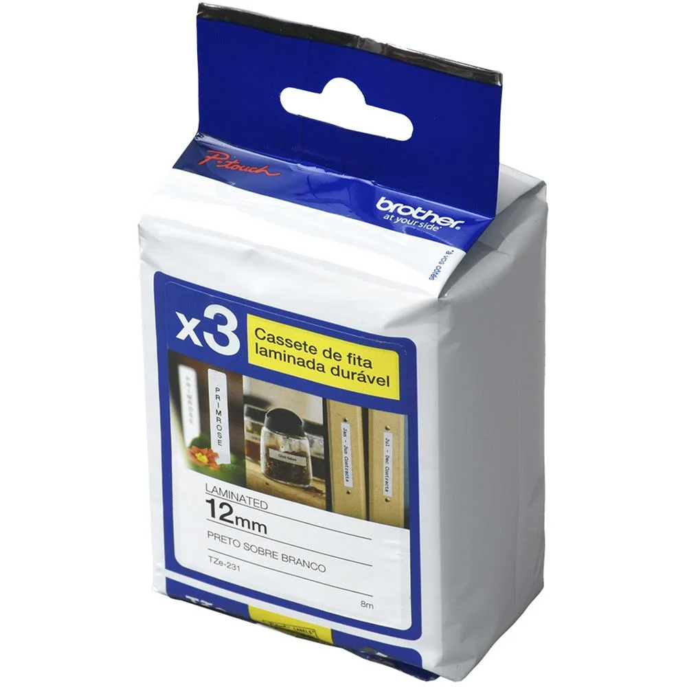 Fita Para Rotulador Brother Com 03 Fitas Tze231m3 X