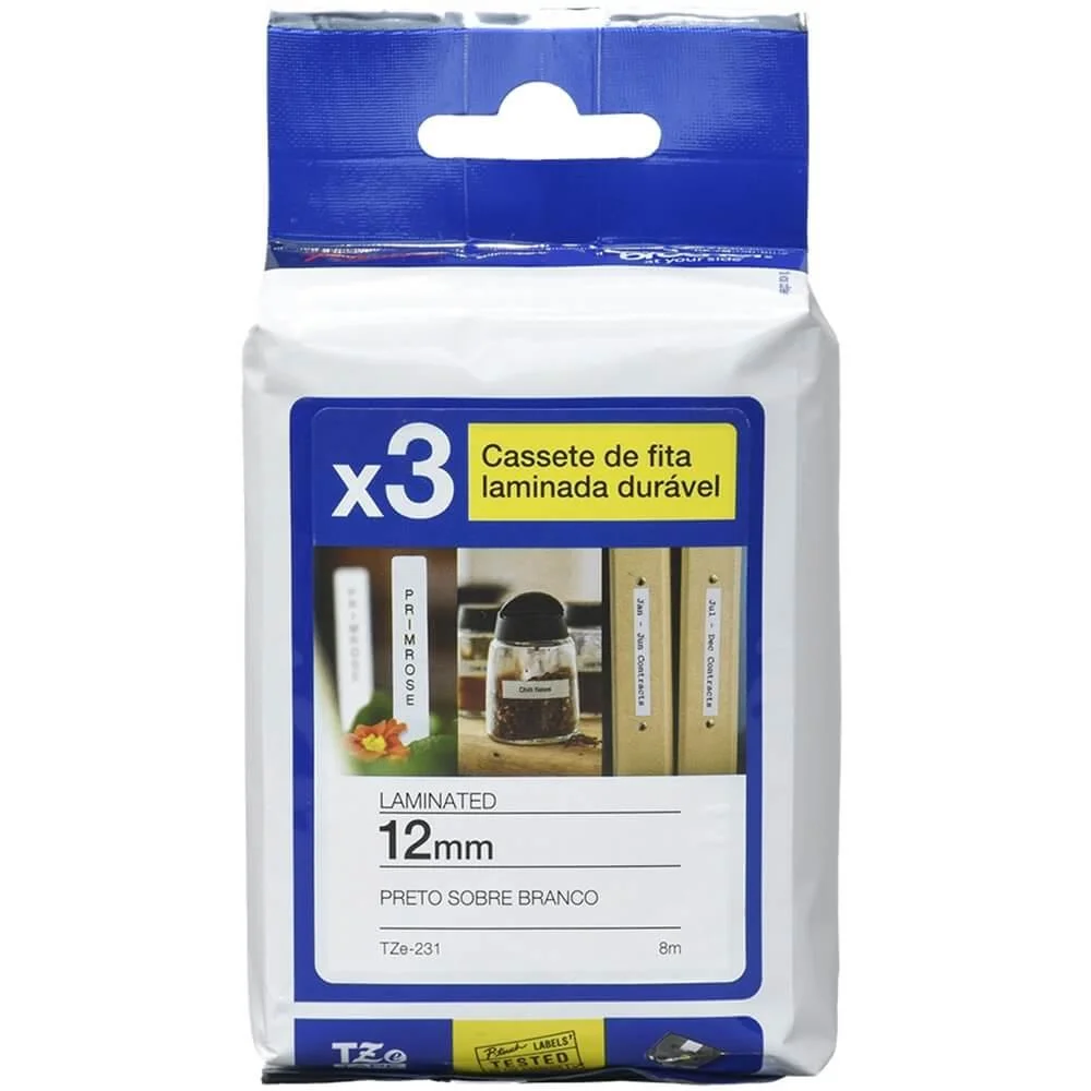 Fita Para Rotulador Brother Com 03 Fitas Tze231m3 X