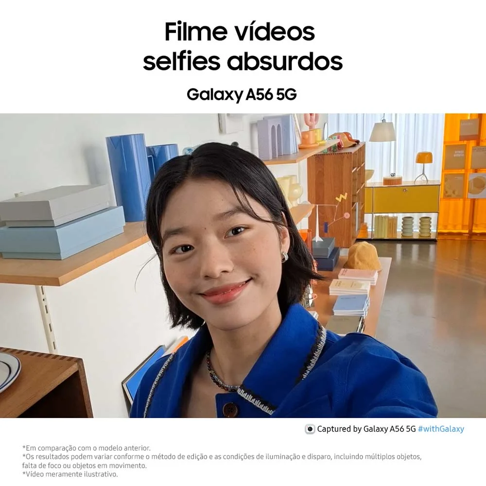 Celular Samsung Galaxy A56 5g 256gb, 8GB Ram, Câmera 50mp, Ip67, Super AmoLED 6.7”, Recursos Ai - Rosa