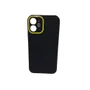 Capa Capinha De Celular Iphone 12 Mini Ante Queda E Impacto Cor:preto Borda Amarelo
