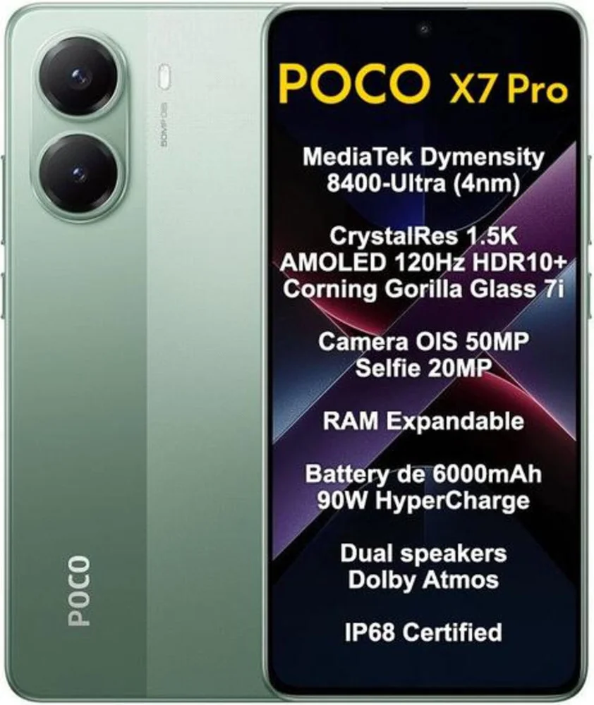 "Smartphone Xiaomi Poco X7 Pro 5G, 256GB, 8GB RAM, Câmera 50MP, Tela AmoLED 6.67"", Verde" - view 2