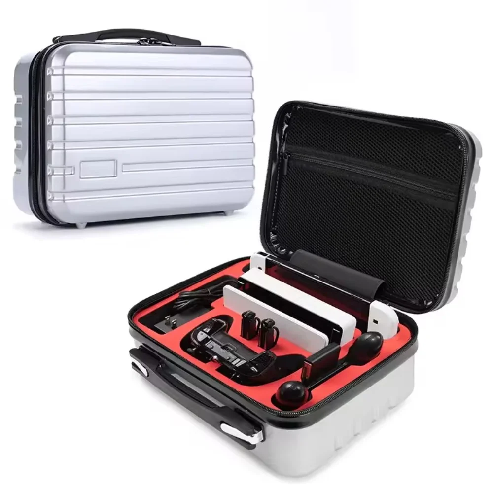Bolsa Rígida Para Transporte Maleta Case Capa Para Nintendo Switch/oLED Prata Bolsa Rígida Para Transporte Maleta Case Capa Para Nintendo Switch/oLED Prata