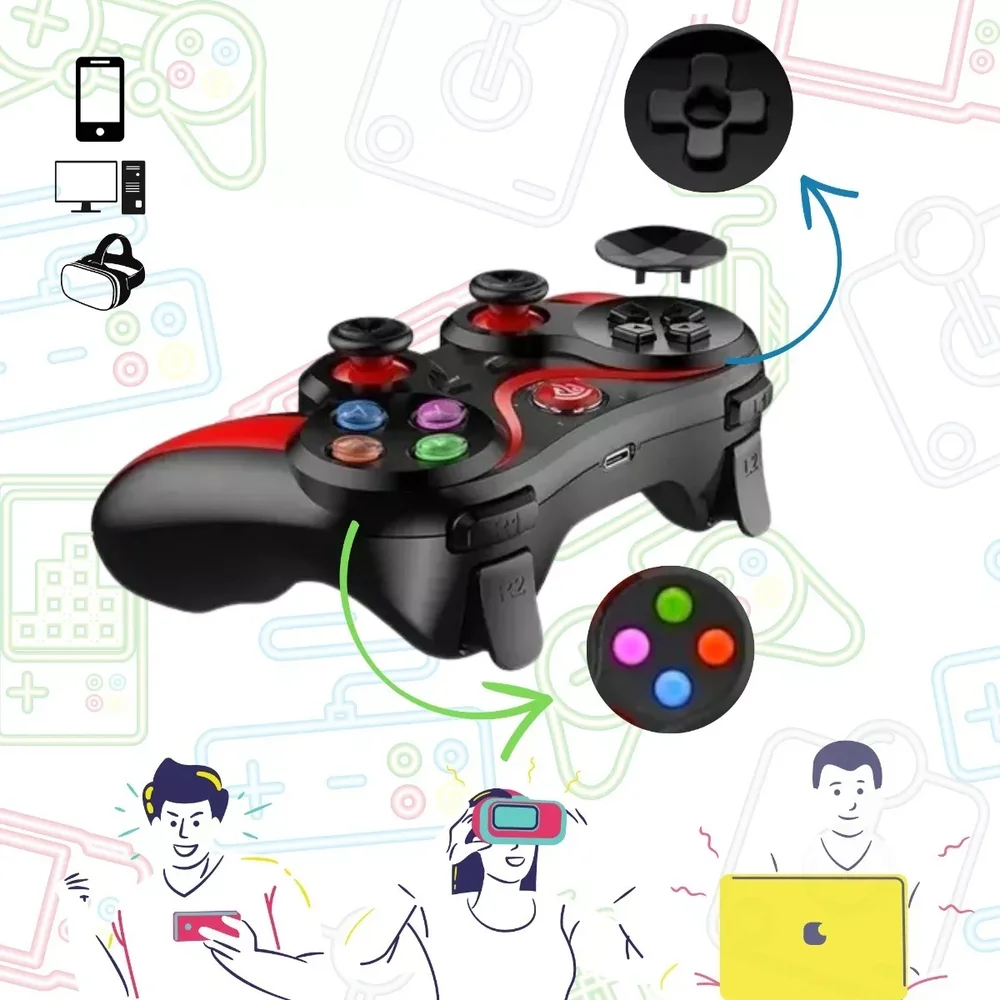 Controle Gamepad Joystick Compatível PC Celular Android Ios TabLED Sem Fio Bluetooth Wireles. Controle Gamepad Joystick Compatível PC Celular Android Ios TabLED Sem Fio Bluetooth Wireles.