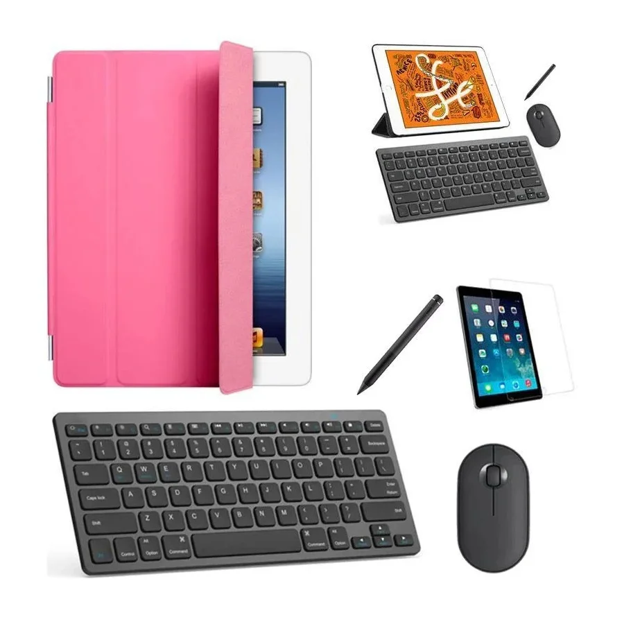 Capa Smart Rosa Teclado Mouse Pel, Stylus Galaxy Tab A7 Lite