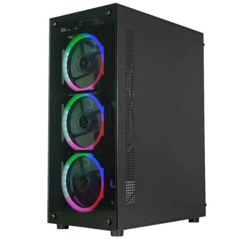 Gabinete Gamer K-mex Cg-30c5 Preto Com Cooler Painel De Vidro