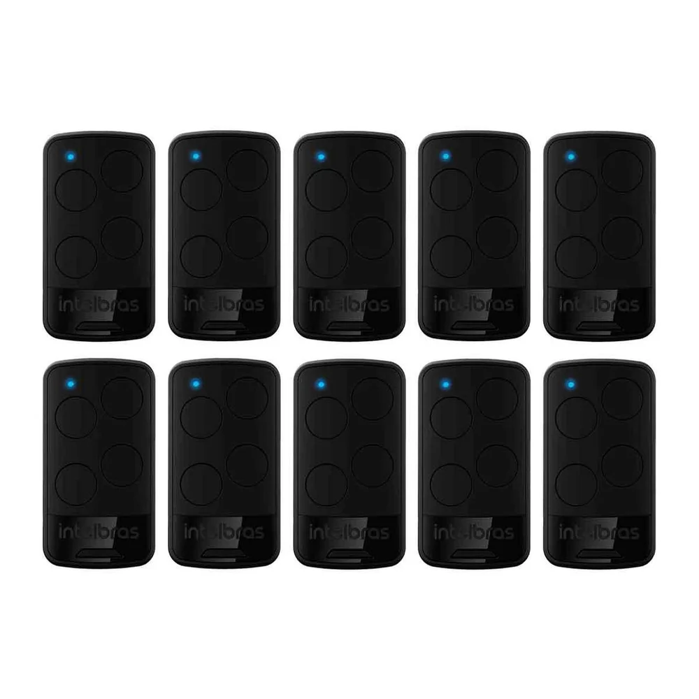 Kit 10 Controles Remoto Ep04 De 4 Botões Para Automatizador De Portão Black Intelbras Kit 10 Controles Remoto Ep04 De 4 Botões Para Automatizador De Portão Black Intelbras