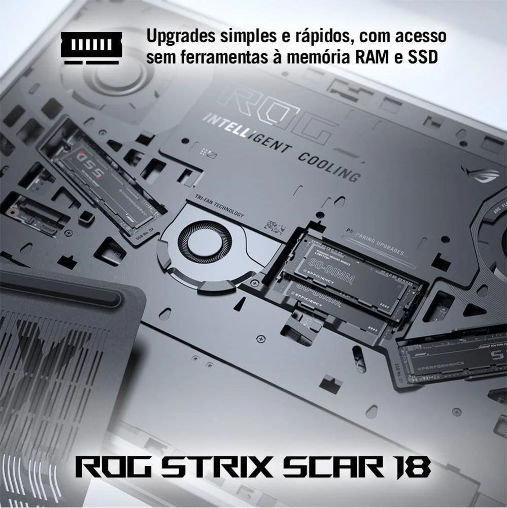 Notebook Gamer Asus Rog Strix Scar 18, Intel Core Ultra 9 275hx, 64GB RAM, Nvidia RTX5090, SSD 4TB, Tela 18" 240Hz, Windows 11 Home, Black - G835lx