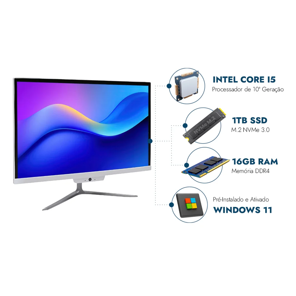 "Computador All In One 21,5"" Intel Core i5 10ª Geração, 16gb Ram, SSD 1TB" em Campinas - foto 2