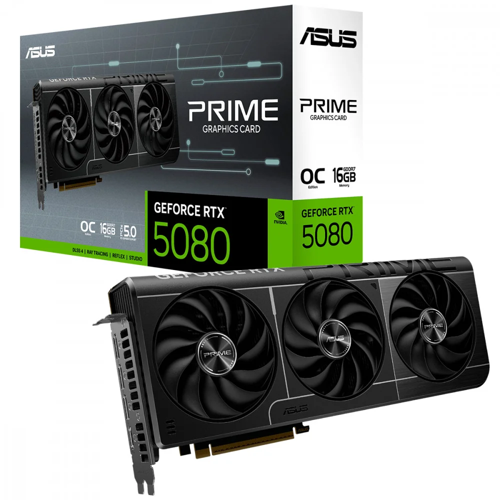 Placa De Vídeo Asus Geforce RTX 5080 Prime Oc 16gb Gddr7 256bits