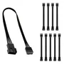 Kit com 10 Cabo Extensor, PWM de 3 ou 4 Pinos, Para Cooler Fan, 25cm, Preto