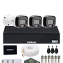 Kit 3 Câmeras Intelbras 3220b Full Color Com Áudio Dvr Mhdx 4 Canais Intelbars Com SSD 512gb.