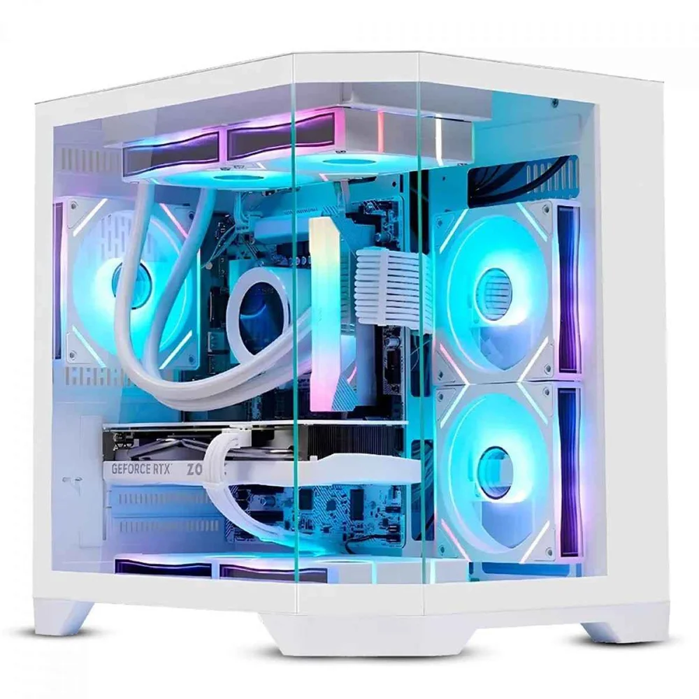 Gabinete Gamer Liketec Impossible Snow Cube Vidro Temperado S/ Fan - Branco Gabinete Gamer Liketec Impossible Snow Cube Vidro Temperado S/ Fan - Branco