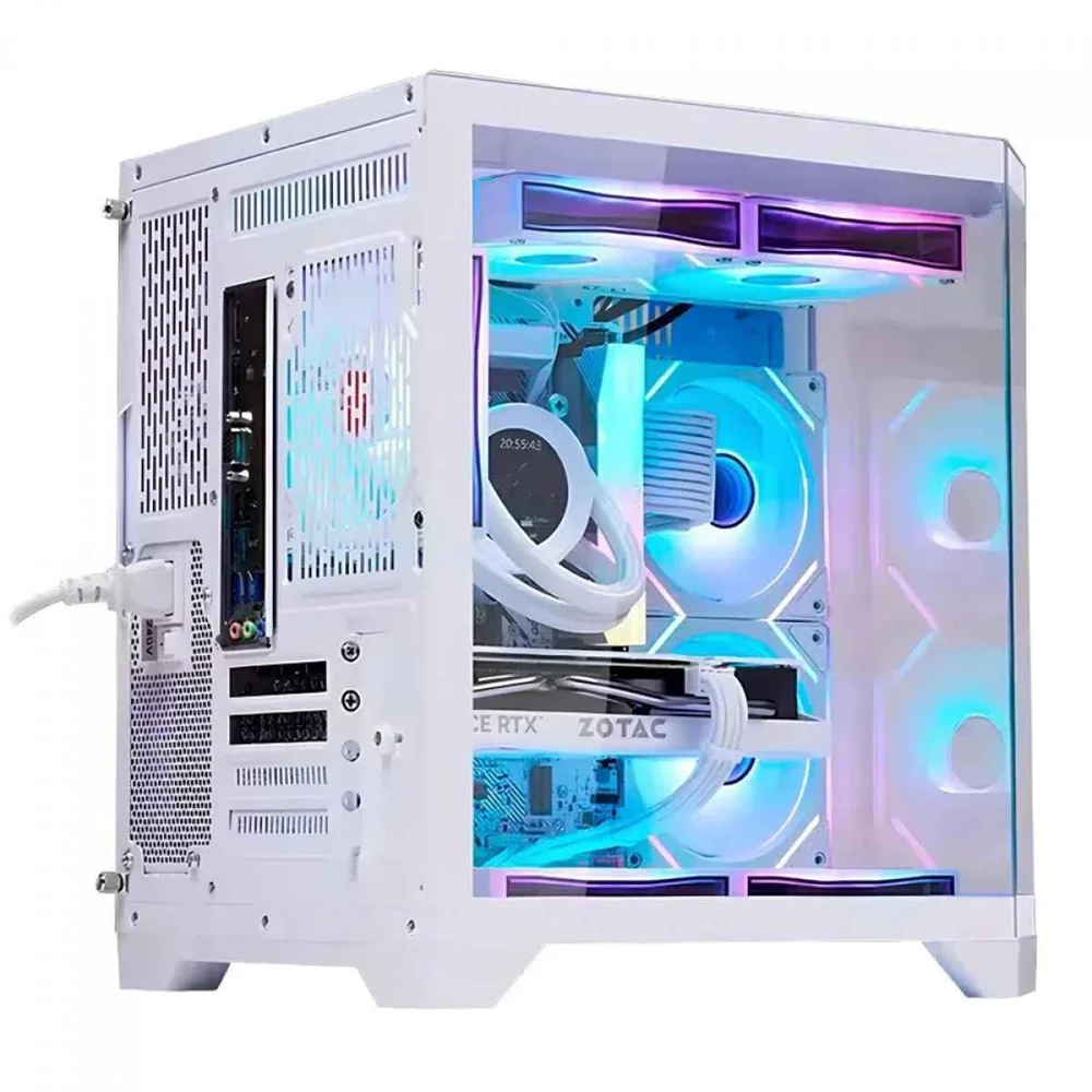 Gabinete Gamer Liketec Impossible Snow Cube Vidro Temperado S/ Fan - Branco Gabinete Gamer Liketec Impossible Snow Cube Vidro Temperado S/ Fan - Branco