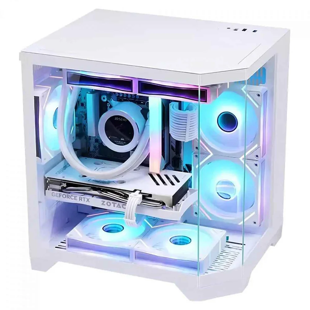 Gabinete Gamer Liketec Impossible Snow Cube Vidro Temperado S/ Fan - Branco Gabinete Gamer Liketec Impossible Snow Cube Vidro Temperado S/ Fan - Branco