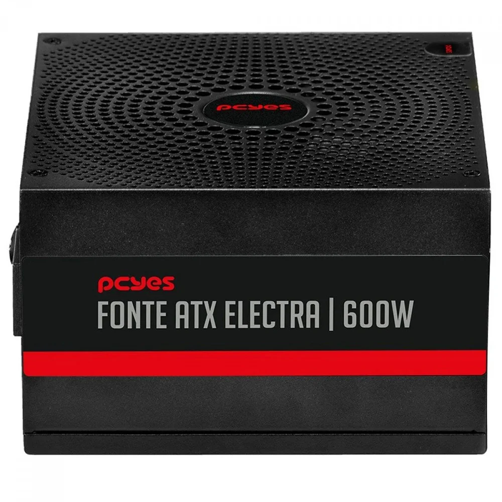 Fonte Gamer PCyes Electra, 600w, Pfc Ativo, Preto, Elec600w Fonte Gamer PCyes Electra, 600w, Pfc Ativo, Preto, Elec600w