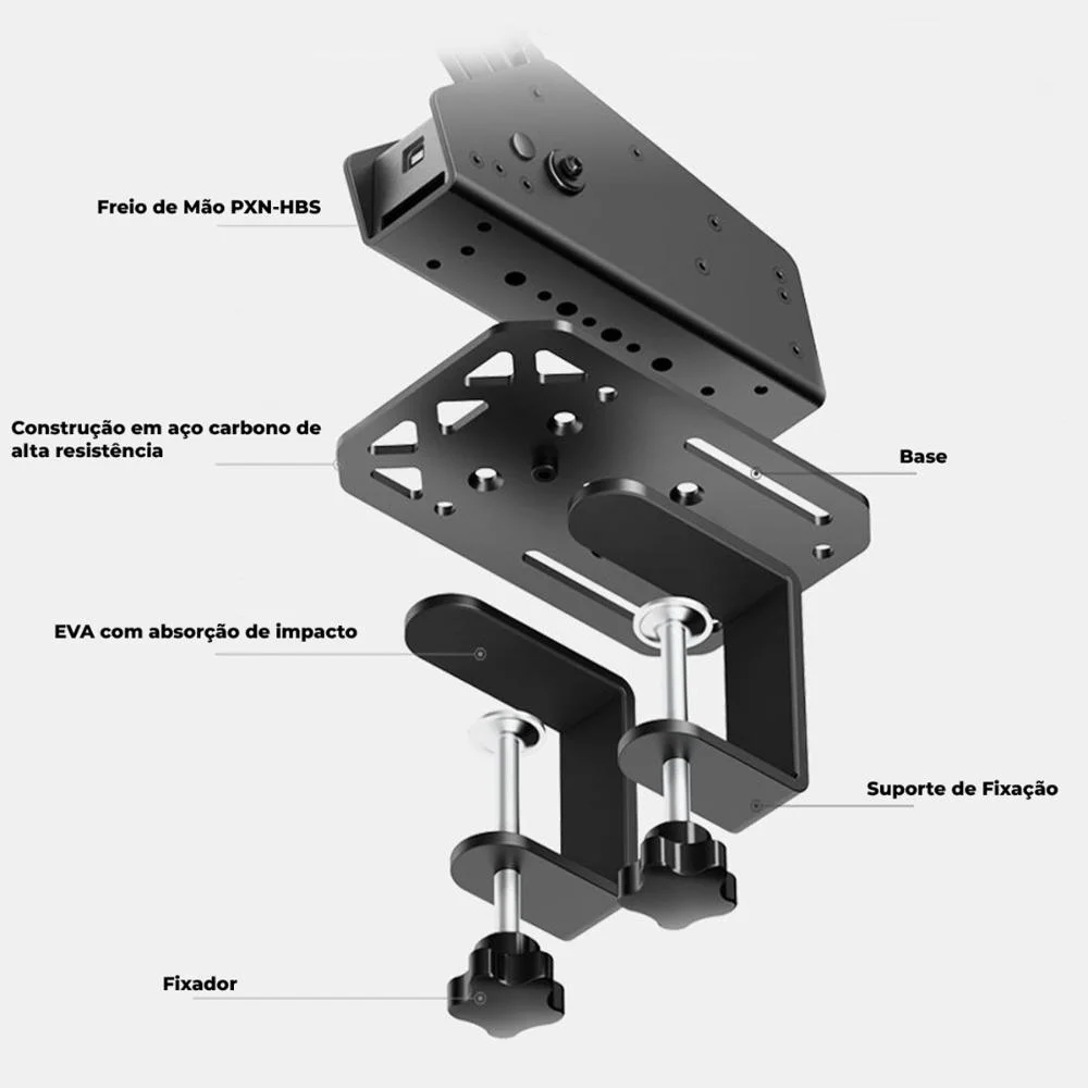 Kit Freio De Mão Pxn Com Suporte De Mesa, Handbrake Responsivo, Aço, Para Simulador Corrida PC - view 2